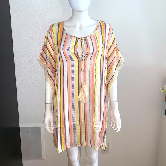 Bloomingdale's Other - Striped cotton fringe poncho from Bloomingdales